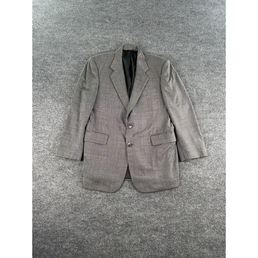 London Brussels Suit Jacket 46 R Gray Wool Birdseye Scabal Designer Premium
